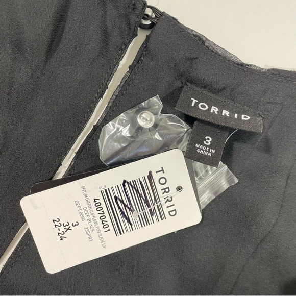 New Torrid Peplum Chiffon Clip Floral Puff Sleeve Top - Picture 5 of 7